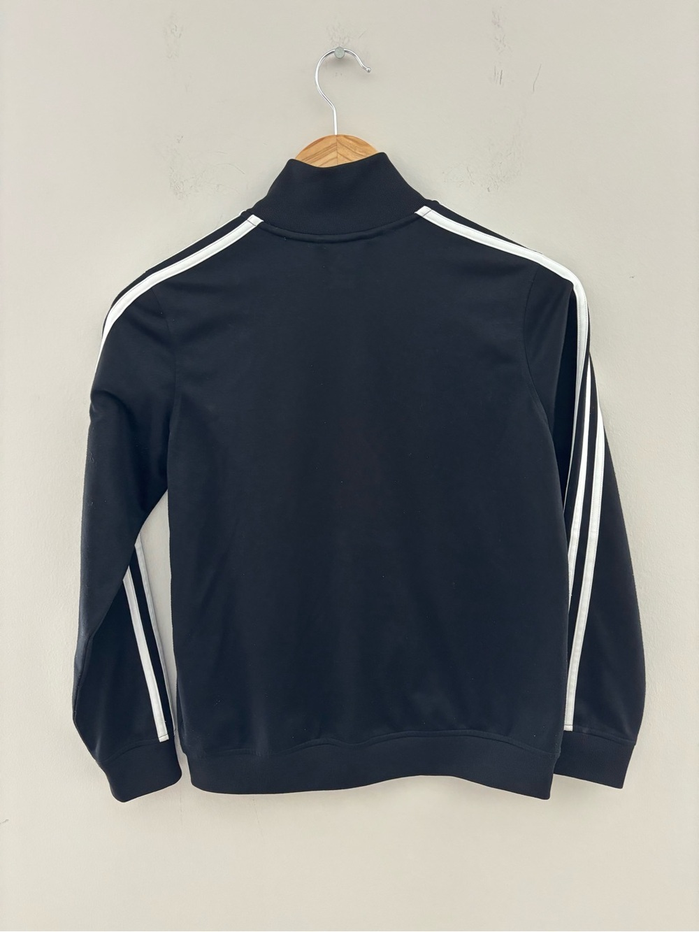 Adidas Youth Track Jacket Black White 3 Stripe Full Zip Athletic Jacket Size M - Picture 2 of 6